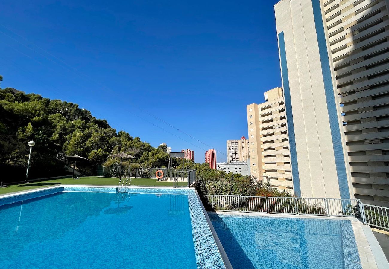 Apartamento en Benidorm - Lujoso apartamento con piscina, gimnasio y parking 